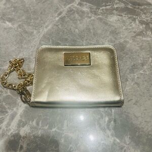 Versace Parfum Zip Around Gold Metallic Wallet Clutch Size Medium 7.25"x5.5"x1"